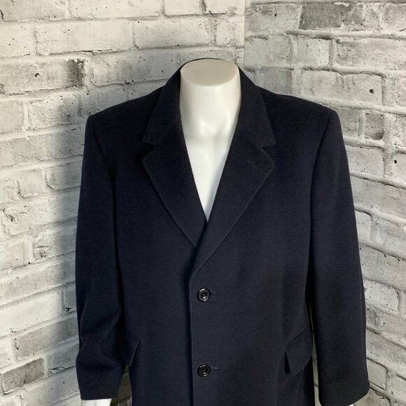 Vintage 1989 Aquascutum Cashmere Wool Blend Overcoat Long Pea Coat - Picture 2 of 15